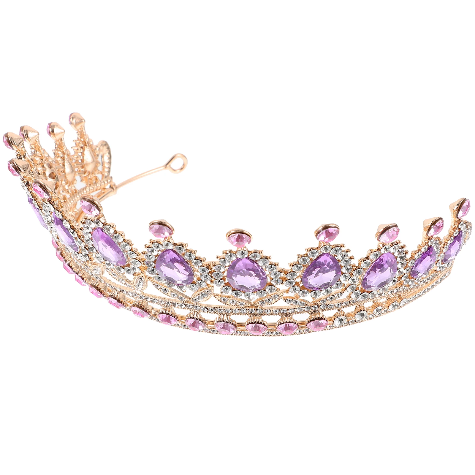 

Baroque Crown Bride Crowns Wedding Headpiece Pink Purple Rhinestones Bridal Decorations Hair Tools Styling Accessories