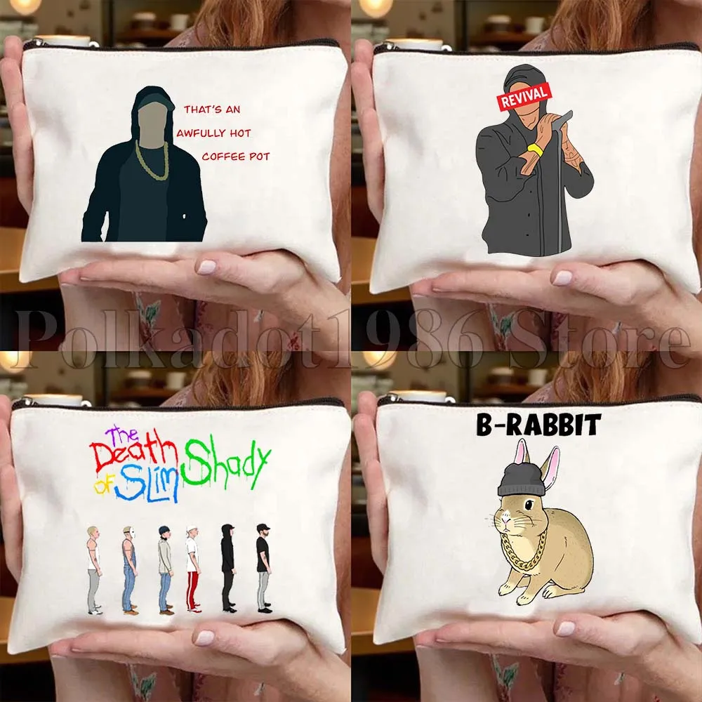 

Eminem The Death of Slim Shady Rabbit Music Rap Подарочная холщовая сумка Дорожная косметичка Женская модная сумка для хранения туалетных принадлежностей