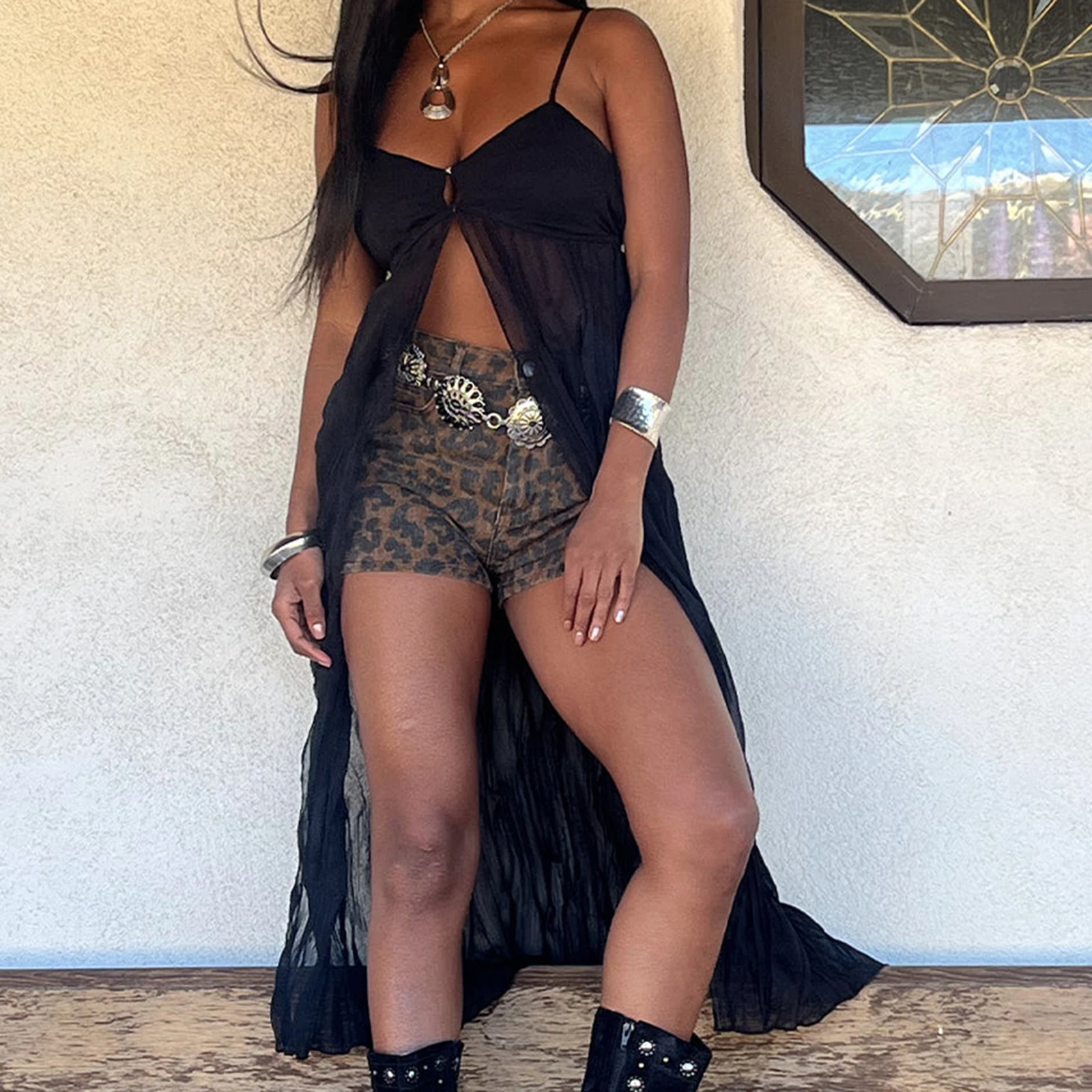 Combahsaki Women Button Front Split Long Shirt Dress Sleeveless Adjustable Spaghetti Strap Solid Backless Cami Tops Beachwear