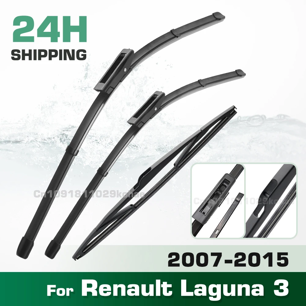 GREATROAD Limpador LHD e RHD Conjunto de lâminas de limpador dianteiro e traseiro para Renault Laguna 3 Grandtourer 2007 - 2015 Pára-brisas Janela