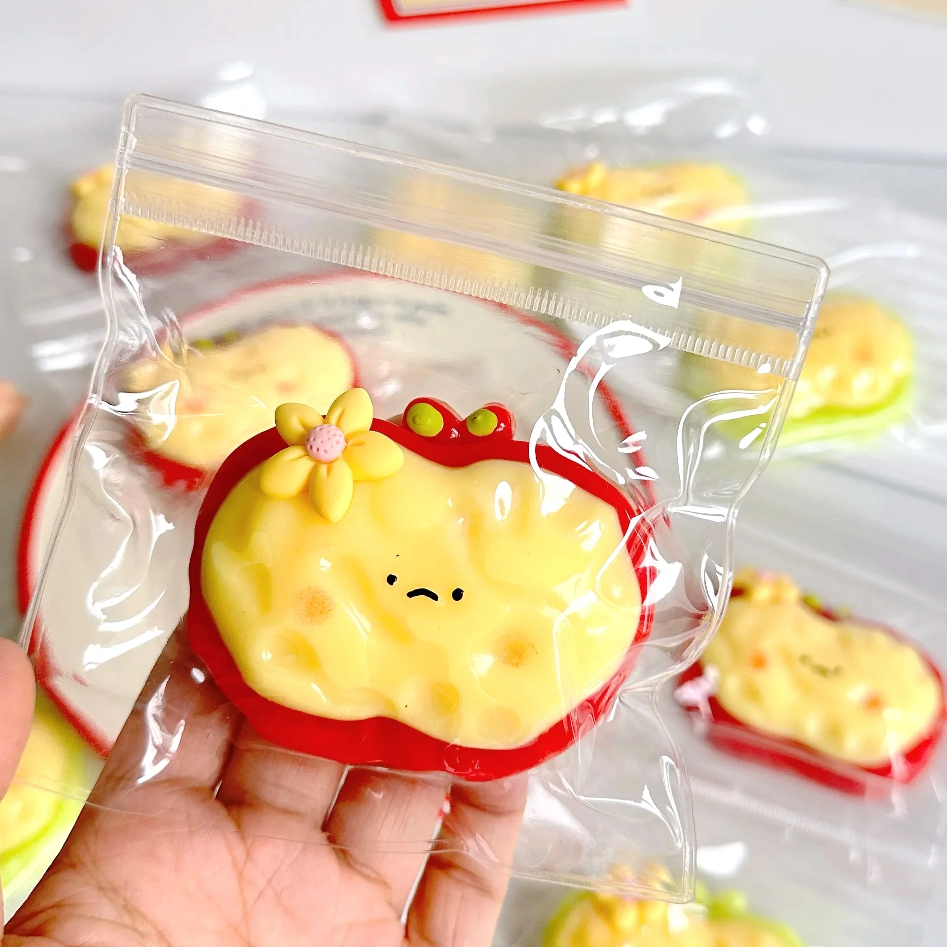 Cute Red Apple Squishy Toy Kawaii Flower Decor Slow Rising Squeeze Fidget Toy Stress Relief Decompression Toy Kids Party Gift