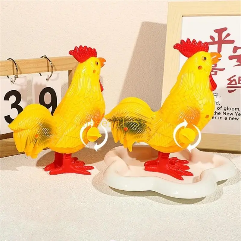E7CE Creative Window Decoration Vintage Rooster Hopping What Up Toy Prank Robot