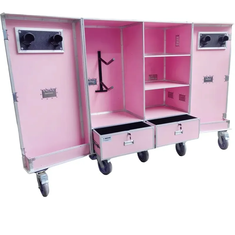 custom pink mobile riding equipment storage flight case saddle seat case