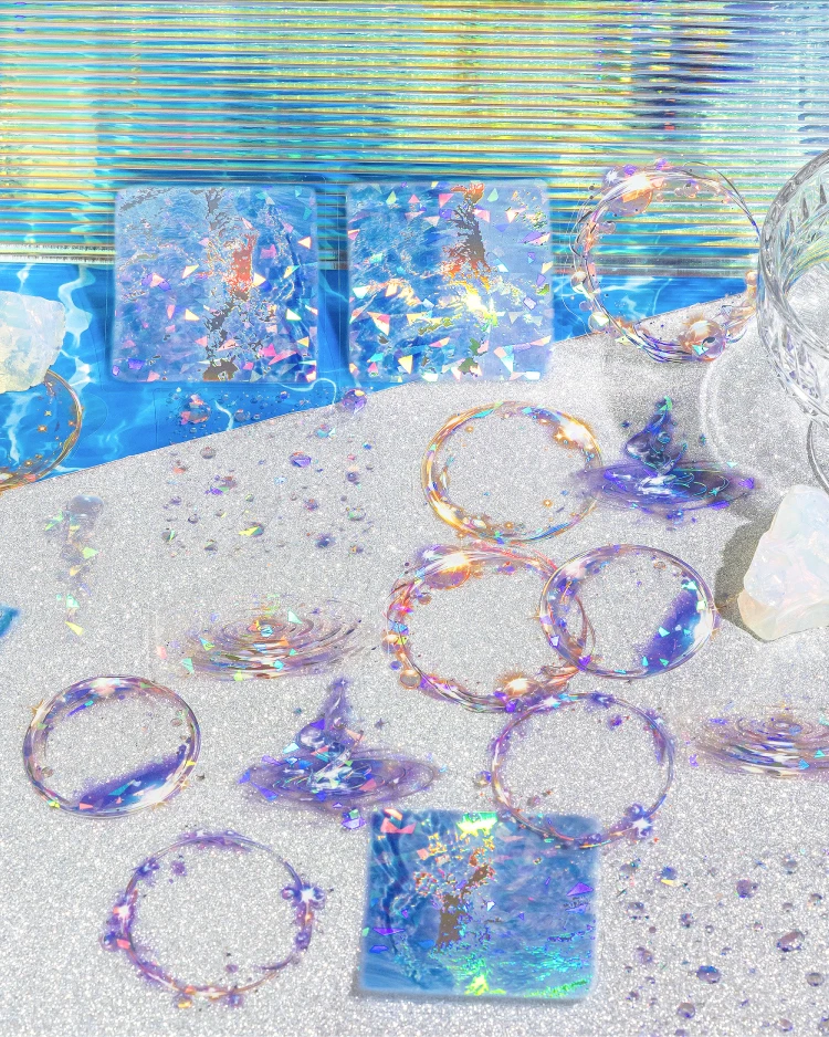 20 Stück 3D Laser Silber PET Aufkleber Pack DIY Scrapbooking Dekor Fotoalbum Kreatives Briefpapier Collage Materialien Aufkleber – Detail 16
