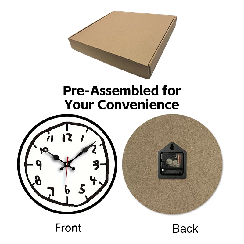 ساعة حائط خشبية معلقة صامتة للرسم اليدوي الإبداعي، لغرفة المعيشة، المكتب، غرفة الدراسة، غرفة النوم، ديكور المنزل #6