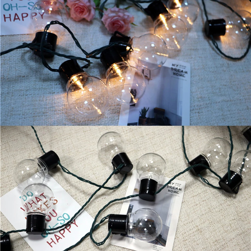 3M 6M LED Bulbs Outdoor Camp String Lights EU US Plug Garden Street Patio LED Fairy Lights 10 20LEDs/M Party Wedding Decoration