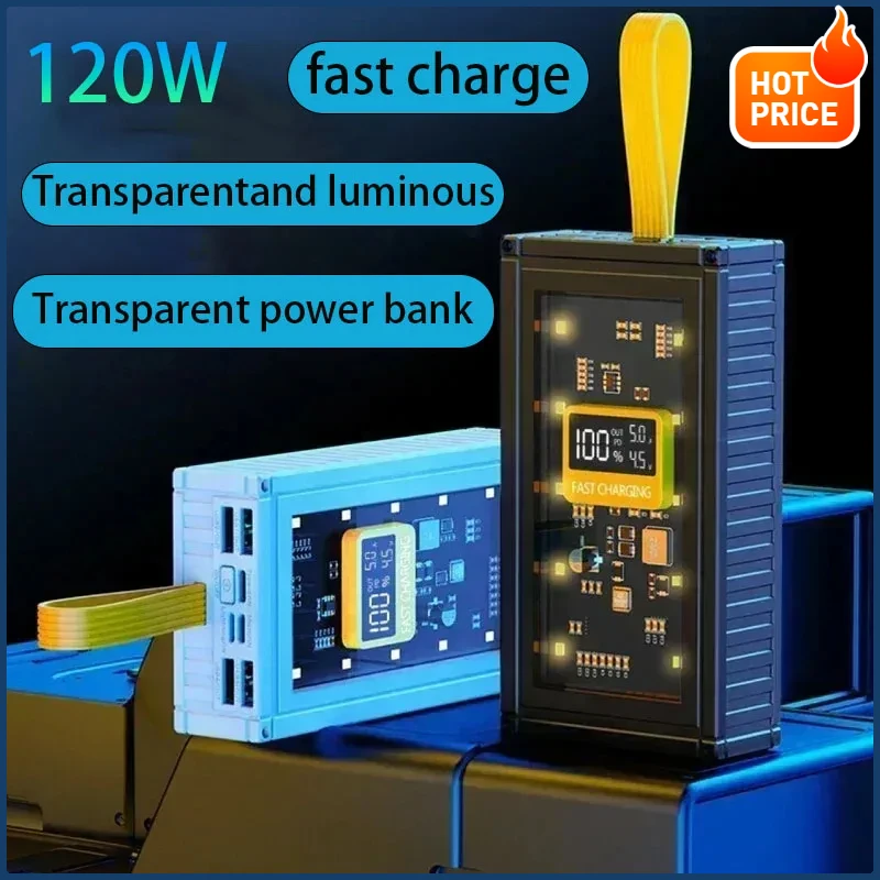 Portable Power Bank 80000mAh with Two-way Quick Charge,Transparent Mecha Digital Display for Fast Charging iPhone Samsung Huawei