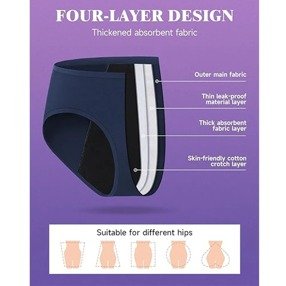

Cotton Women's Menstrual Underwear High Flow Rate High Water Absorption Cotton Briefs Postpartum Teenagers Physiological Panties