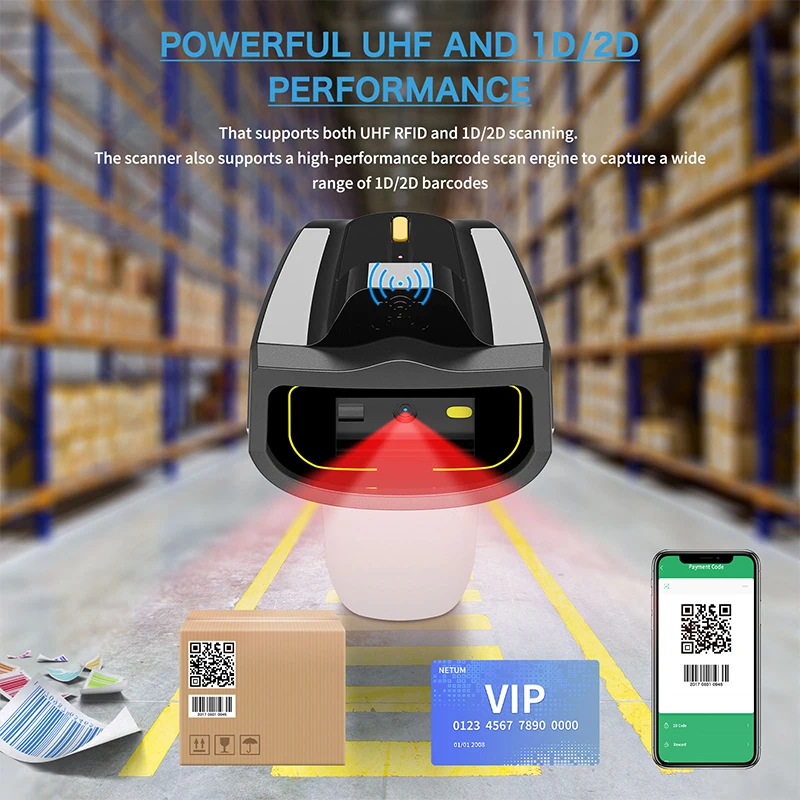 Wireless Handheld Rfid Uhf Tags Reader Uhf Rfid Barcode Scanner Reader Long Range Portable Rfid Handheld Reader