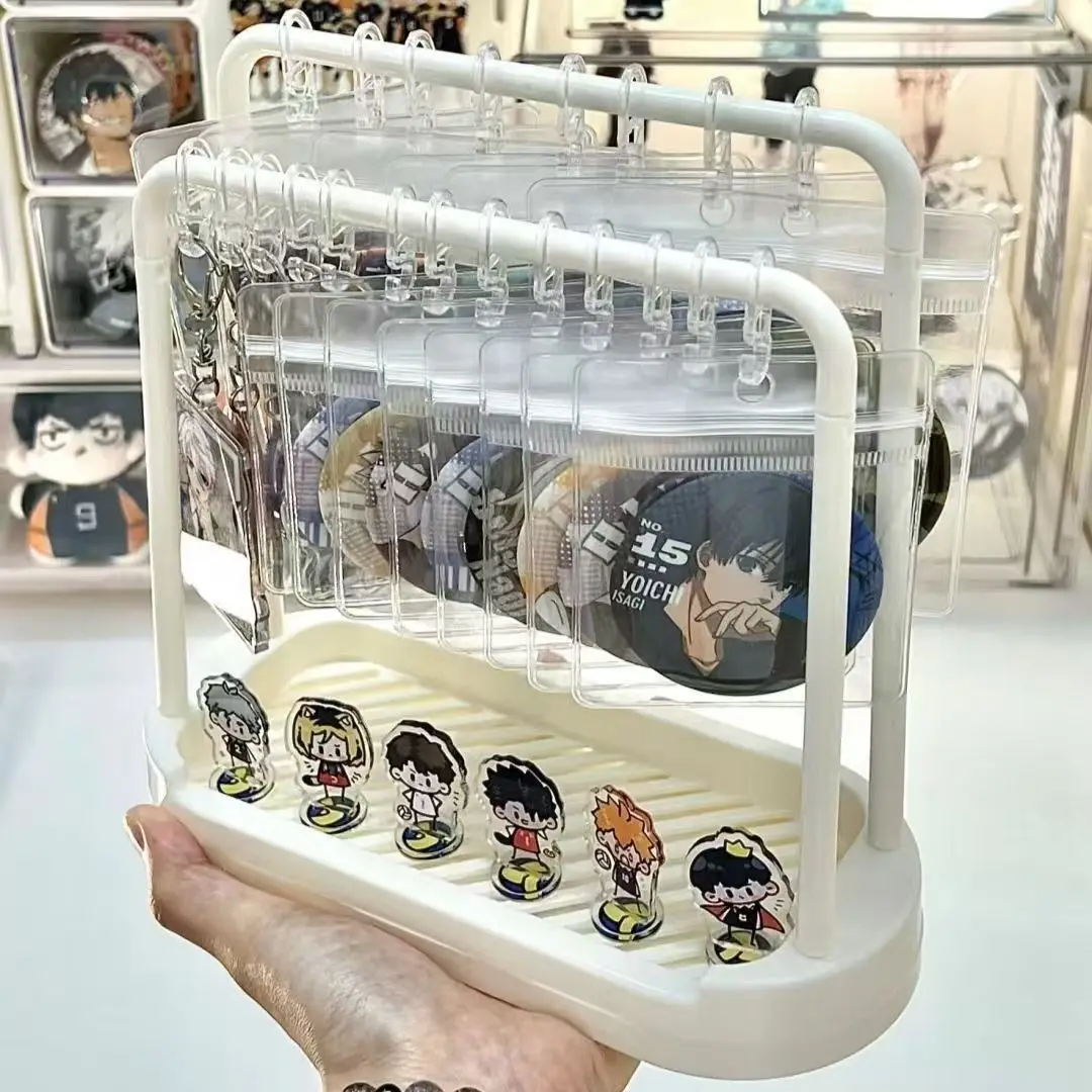 Ins-Style Desktop-Displayständer Doppelschichtiger Anime-Abzeichenhalter Schmuck-Schlüsselanhänger Aufbewahrungsorganizer – Detail 3
