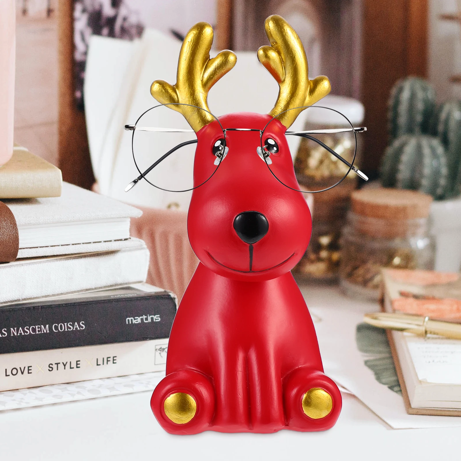 

Glasses Bracket Ornaments Cute Stand Holder Tabletop Eyeglass Decorations Place Natural Resin