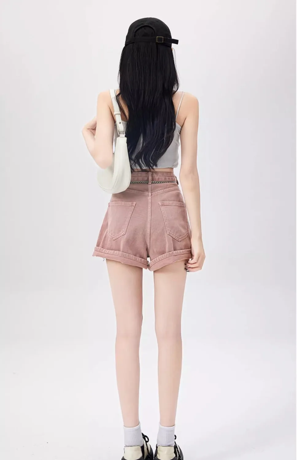 Denim Shorts Women High Waist Summer Solid All-Match Hotsweet Loose Casual Rolled Edge Korean Style Chic Streetwear Ins Popular