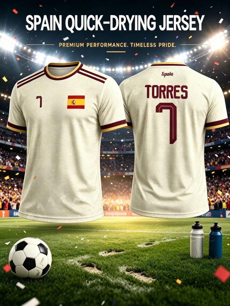 Sommer Neues Fußballtrikot im Spanischen Stil für Herren und Damen Schnell Trocknend Atmungsaktiv Weiches Kurzarm-T-Shirt Fans Tops Familie Kinder Tees