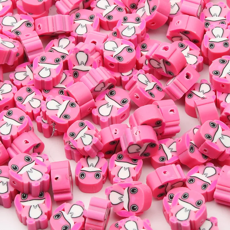 8x10mm Pink Clay Beads Cute Angel Stitch Polymer Spacer Beads For DIY Necklace Bracelet Handmade Jewelry Making Accessories