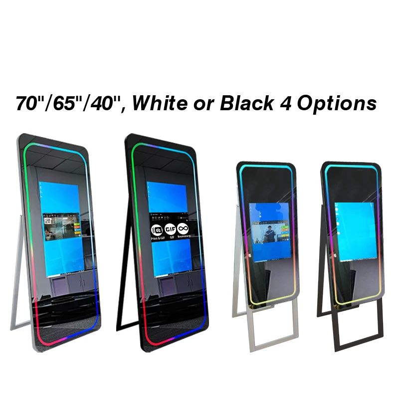 ZJW high-quality hot selling customized products MK150 40-Inch Selfie Kiosk Magic Mirror Photo Booth With Printer Compatible Wit