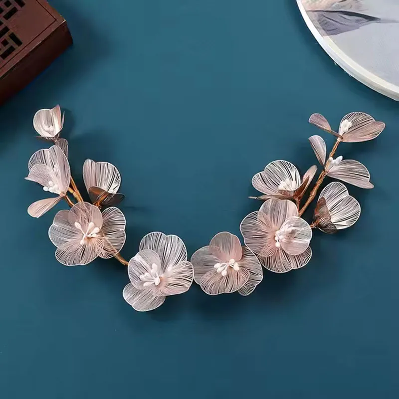 

Floralbride Handmade Crystals Rhinestones Pearls Copper Flower Wedding Hair accessories Hair Vine Bridal Headband Women Jewelry