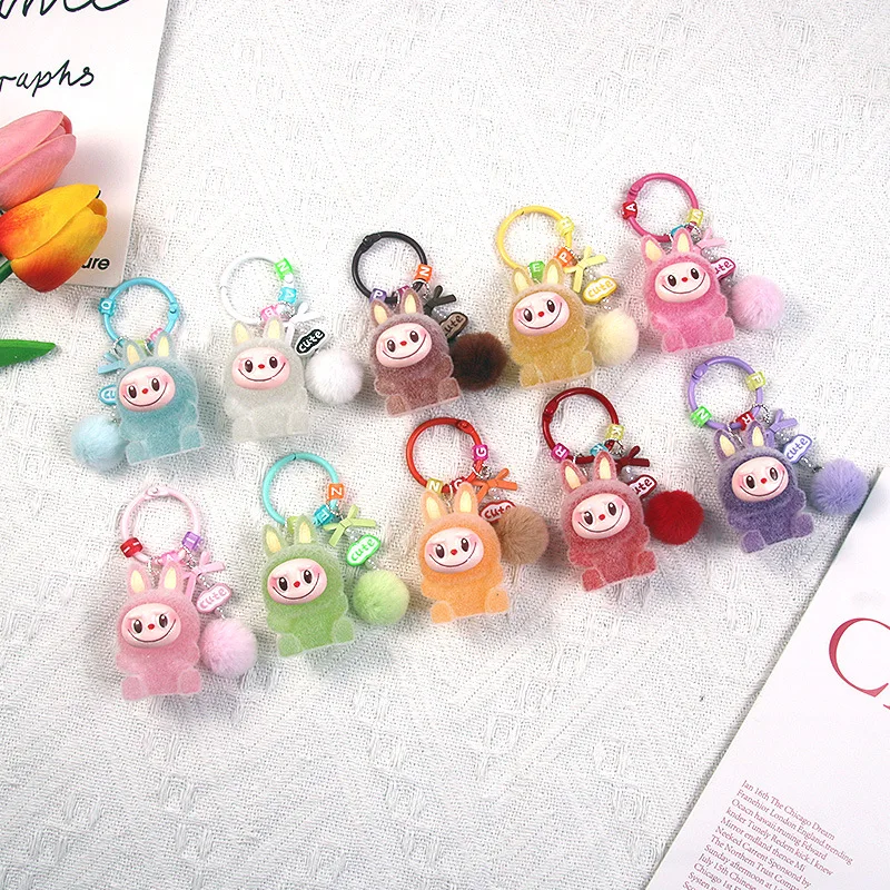 New 8cm Labubu Luminous Keychain Pendant Kawaii Cartoon phone chain Cute Doll Backpack Pendant Gifts