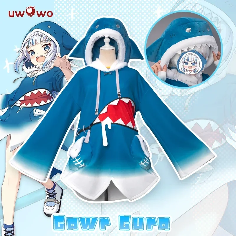 Only XS S L  XL UWOWO Hololive Gawr Gura Cosplay Costume ENG Shark Costume with Hat Youtuber Girl BodyShark Anime Halloween