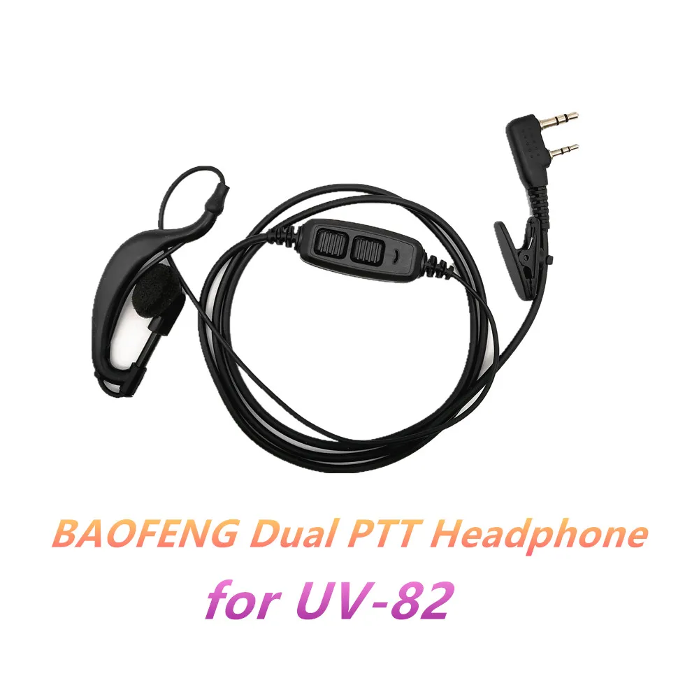 Walkie Talkie Dual PTT Headphone for Baofeng UV-82 8W Ham Radio Stations VHF UHF CB Radio Headset UV82 uv 82 8w