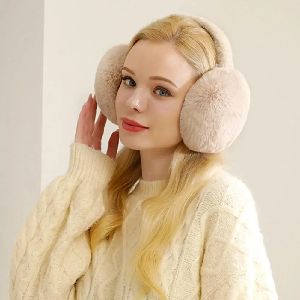 1PC สีทึบ Soft Plush หูอุ่นฤดูหนาว WARM Earmuffs แฟชั่นฝาครอบหูกลางแจ้งเย็นป้องกันหู-Muffs พับ Earflap