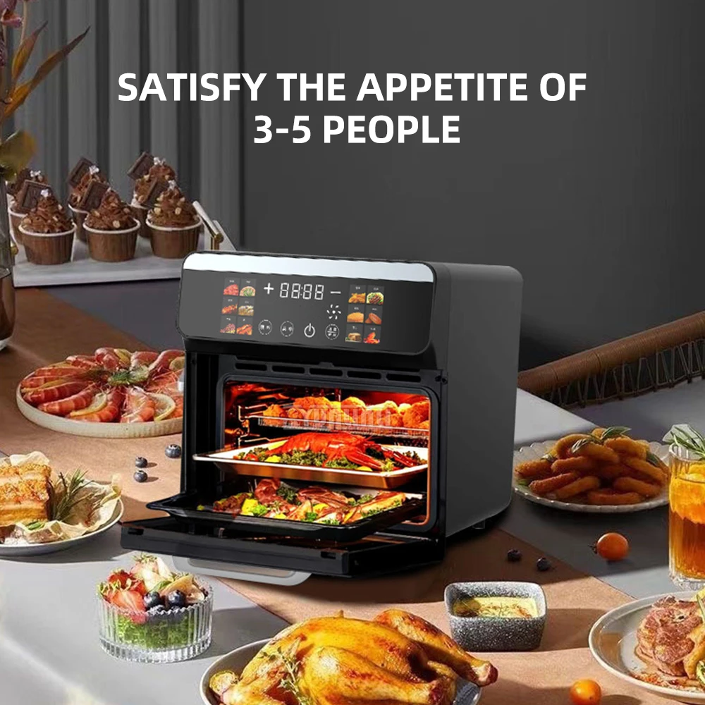 Fritadeira Elétrica com Tela Sensível ao Toque e Janela de Visualização, Aparelho de Cozinha Inteligente