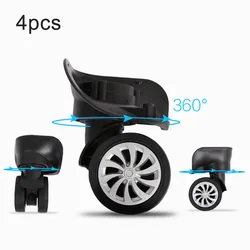 4pcs/Set Replacement Luggage Suitcase Wheels Swivel Wheel Black Replacement Repair Car Accessory Plastic Black