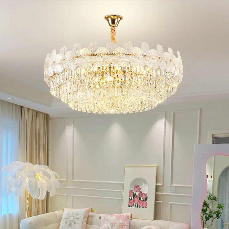 

Crystal chandelier French flower shape living room ceiling lamp popular restaurant lamp high-grade lamps