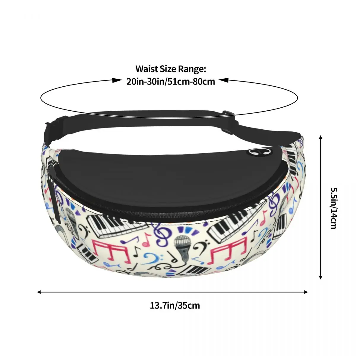 Good Beat Music Notes Fanny Pack Women Men Classic Music Piano Lover Crossbody Waist Bag for Camping Biking Phone Money Pouch