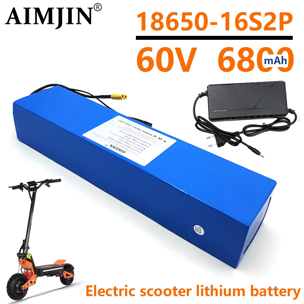 

60v 6800mAh lithium battery pack 16S2P is suitable for electric scooter refitting high-capacity mountain bike battery