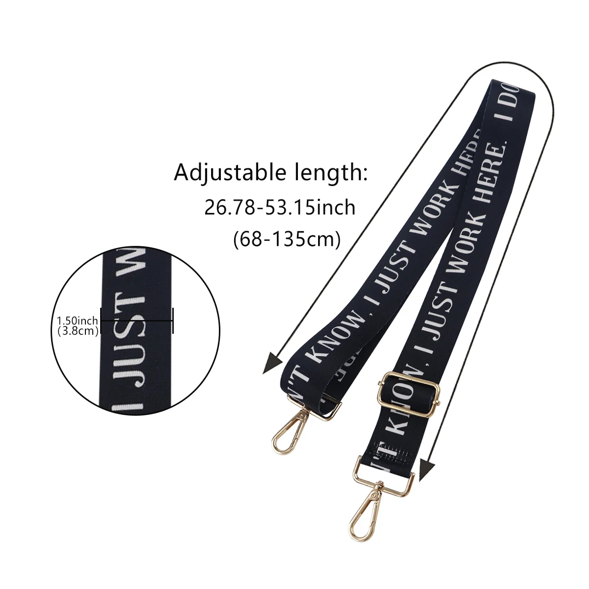 I JUST WORK HERE Quote Adjustable Crossbody Bag Strap Belts Straps Nylon Material Strap Women Handbag Strap Accessories