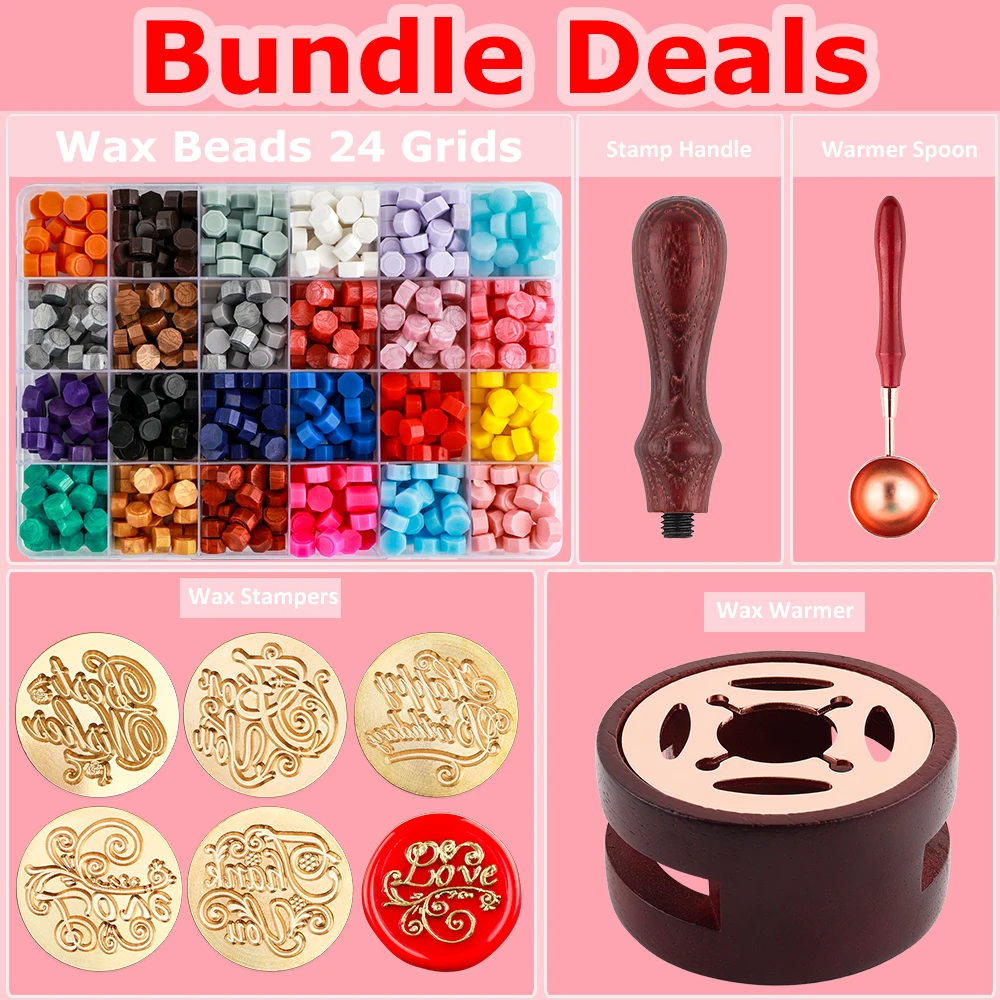 

Bundle Deals Wax Seal Starter Kit for DIY Scrapbooking Gift Wrap Envelope Invitation Cards Decoration Paper Crafting Projects