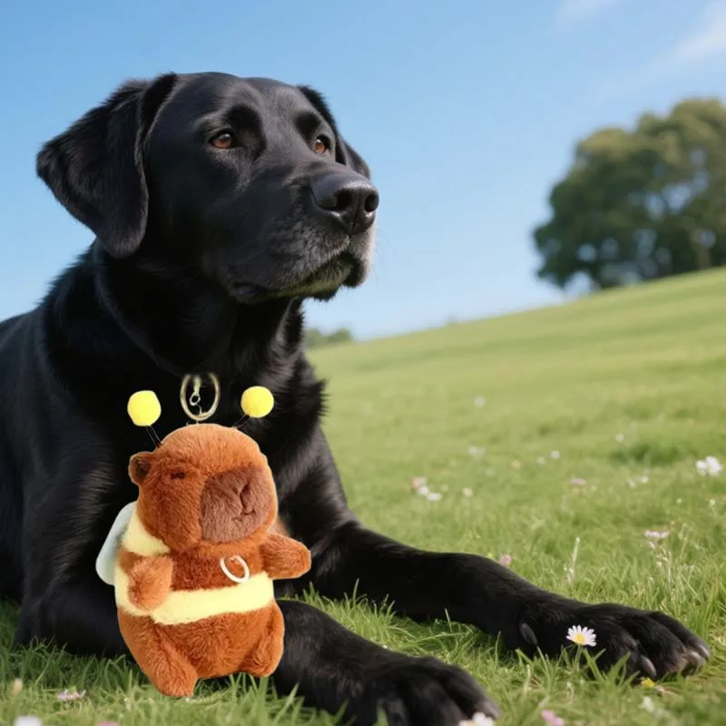 Capybara Bee Plush Pet Toy Vibrating Keychain Training Keychain for Cats Puppies Small Animals Training Accessories