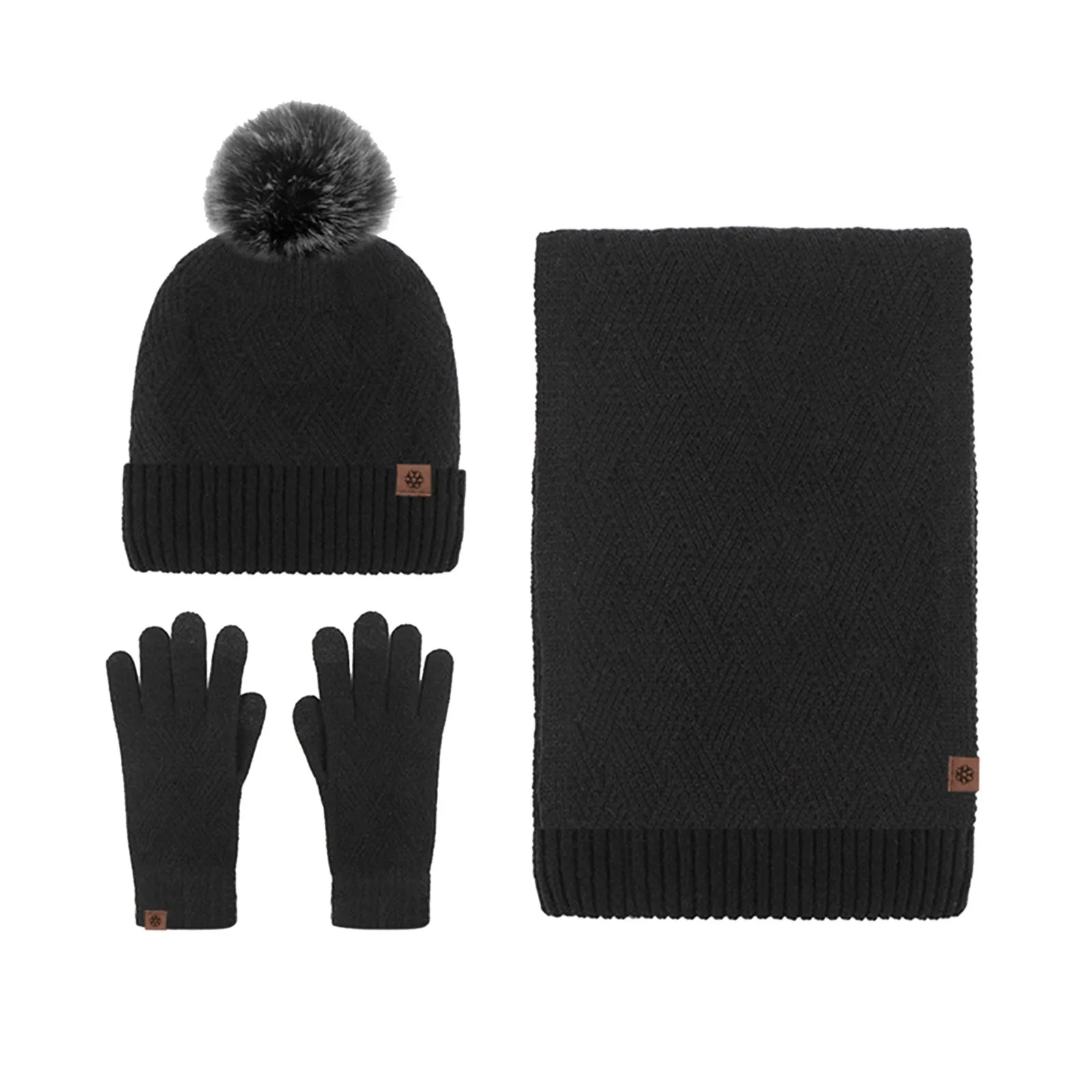 Brand Winter Knitted Scarf Hat Gloves Set Thick Warm Skullies Beanies Hats for Women Outdoor Snow Riding Girl 3 Piece Warm Set