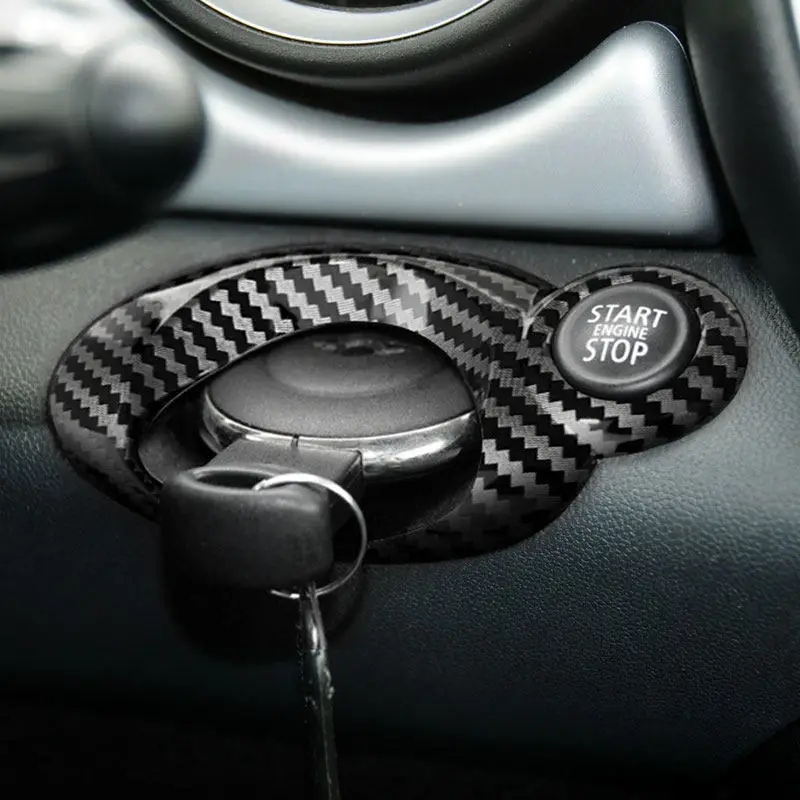 

Carbon Fiber Texture Car Decorative Sticker Engine Start Stop Keyhole Trim For Mini Cooper R56 R55 R57 2007-2013 R60 2010-2016