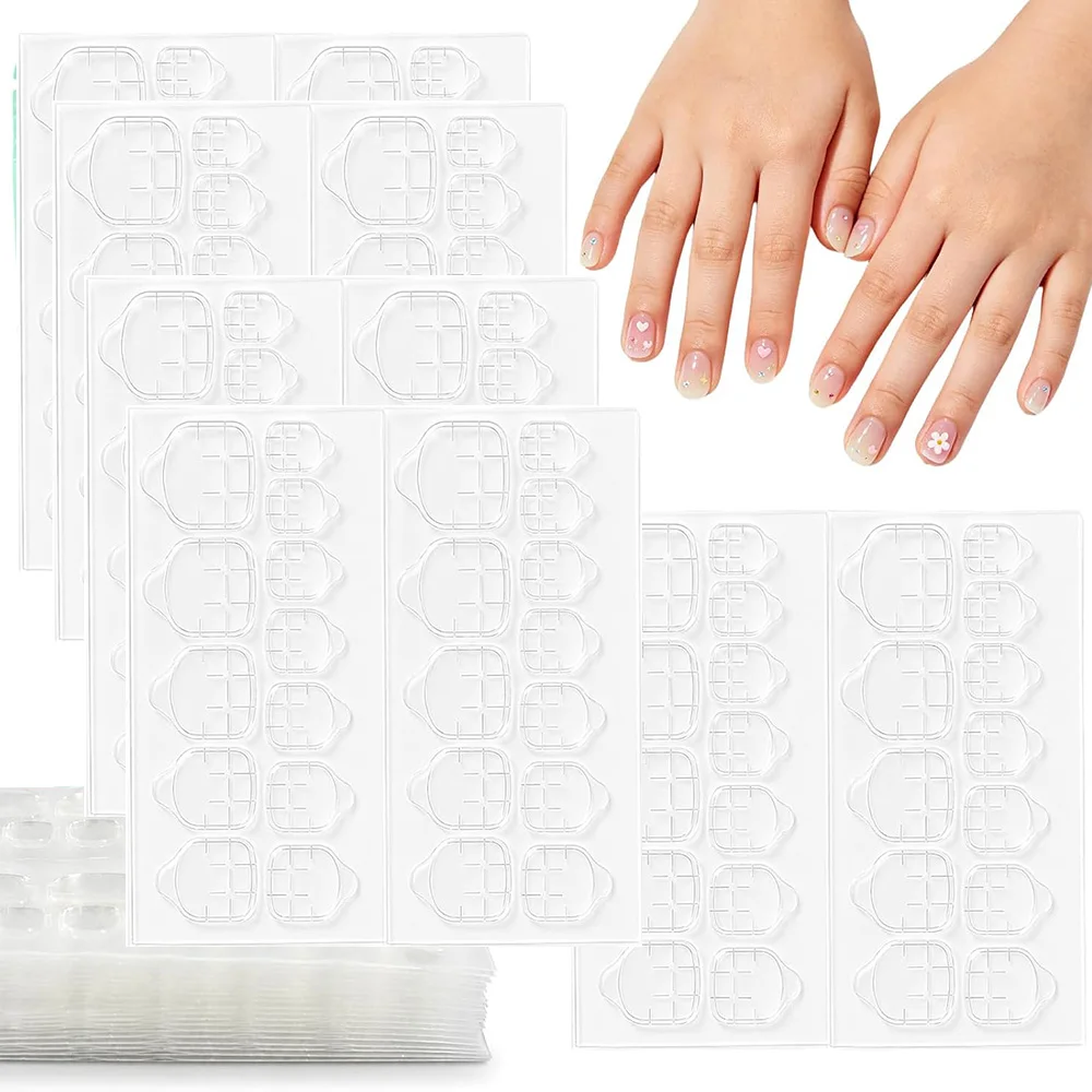 50 Sheets Ultra Thin Waterproof Breathable Jelly Nail Adhesive Tabs Flexible Transparent Glue Pads for Kids Safe Manicure