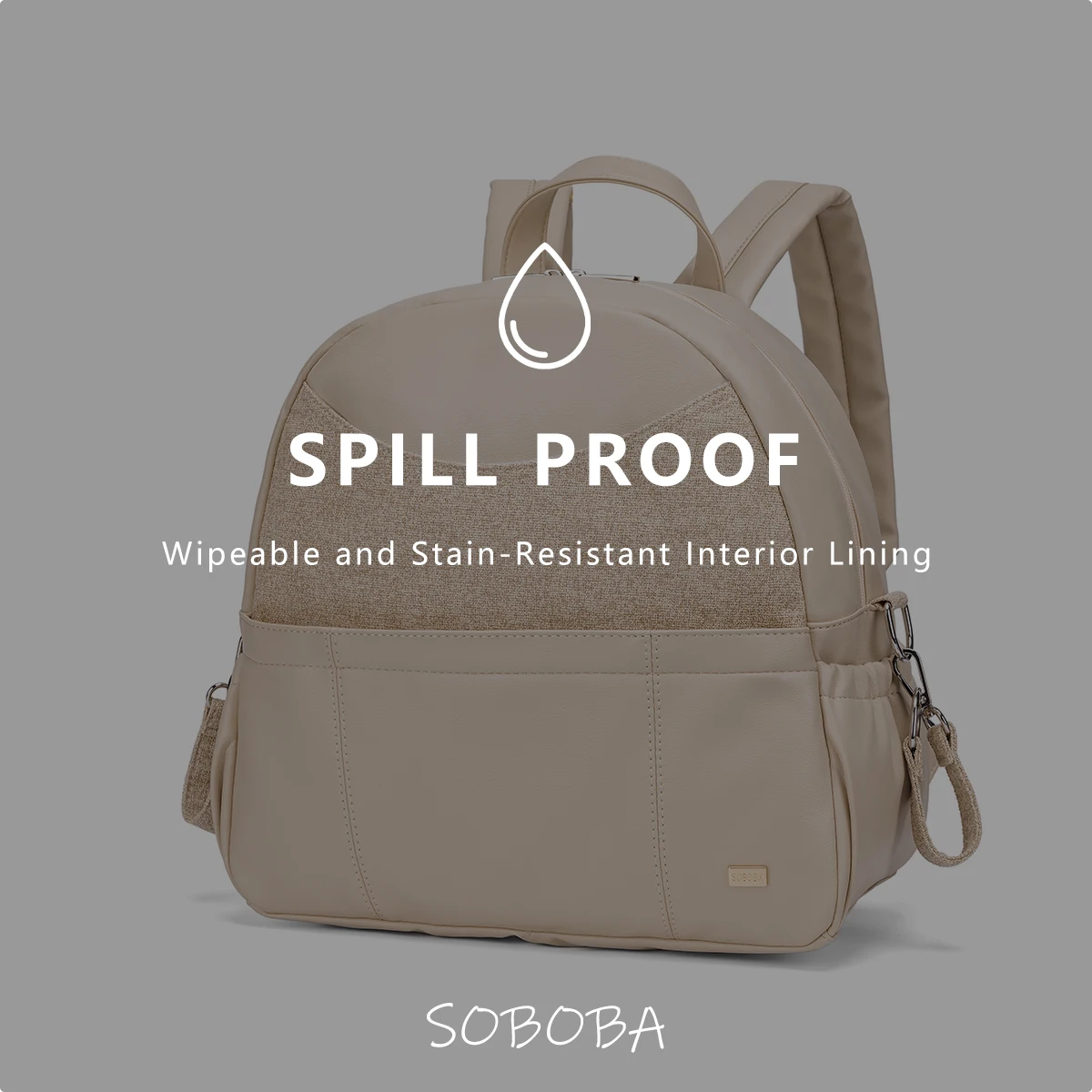 حقيبة ظهر Soboba Diaper للنساء ذات سعة كبيرة ومتعددة الوظائف لتغيير الحفاض مع شريطين يمكن تعليقه على عربة الأطفال