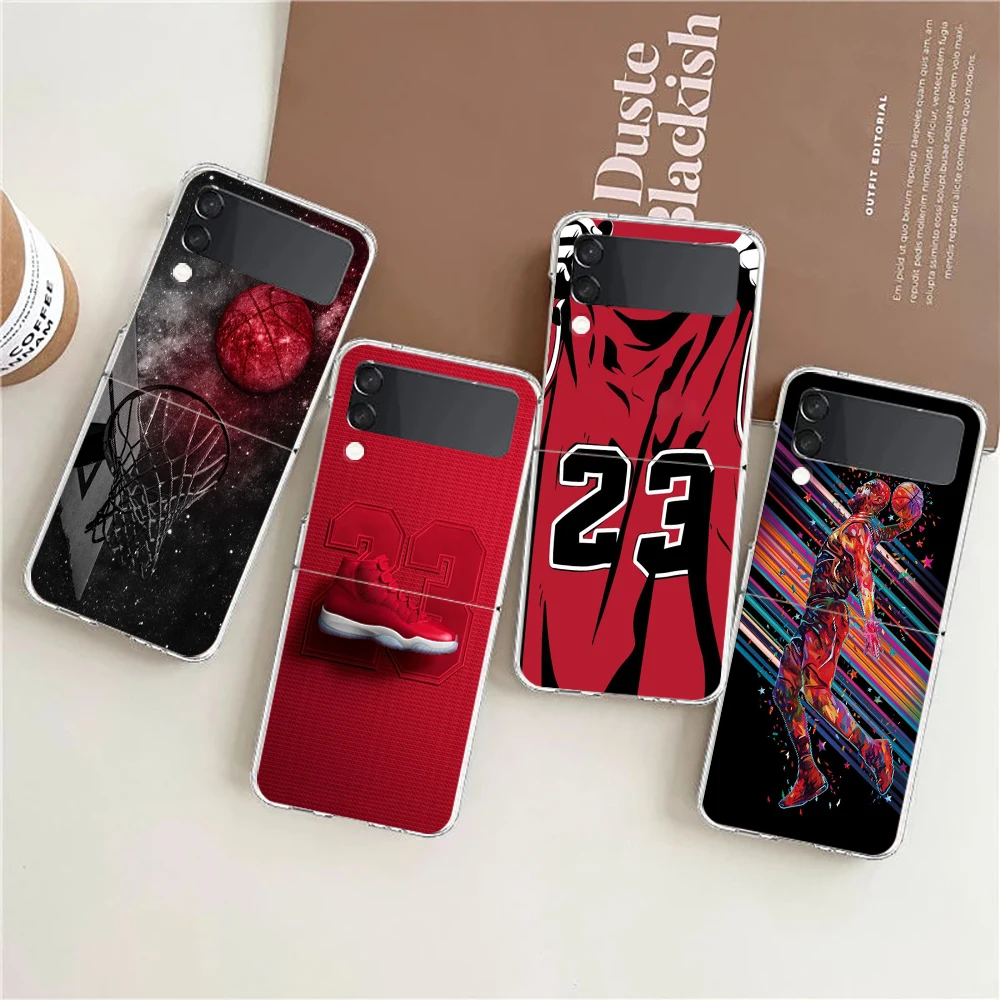 Basketball Basket Sports Hard PC Phone Case For Samsung Galaxy Z Flip 6 5 4 Transparent Cover For Galaxy Z Flip 3 Foldable Cases