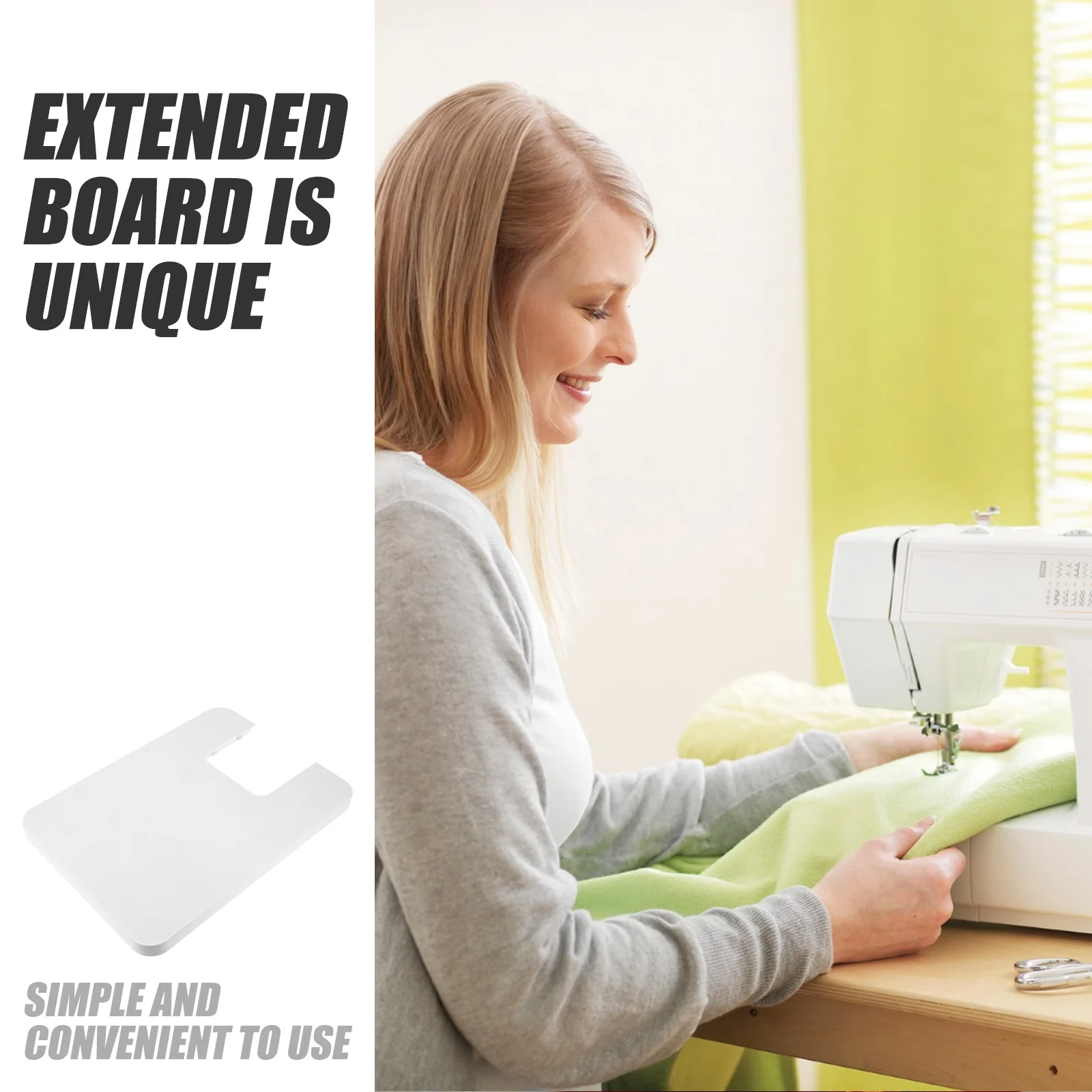 Mesa de extensión Universal para máquina de coser, plataforma ancha acolchada de plástico duradero, Compatible con 505A, con ranura para funda