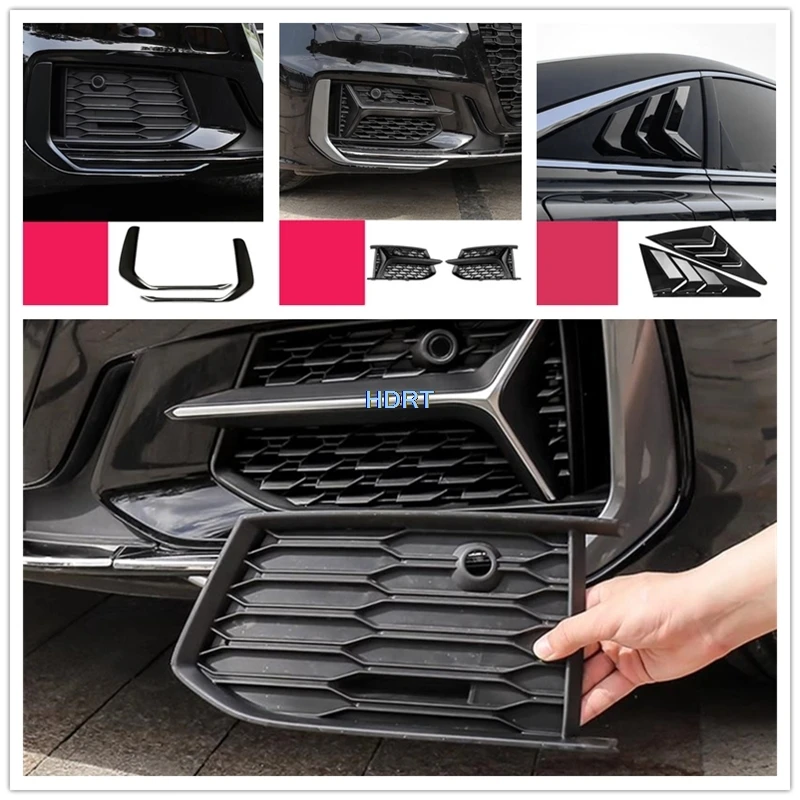 Car Style Front Shovel Racing Grille Tail Throat Wing Spoiler Fog Light Rear Window Blind Louver For Audi A6L A6 S6 C8 2019-2022