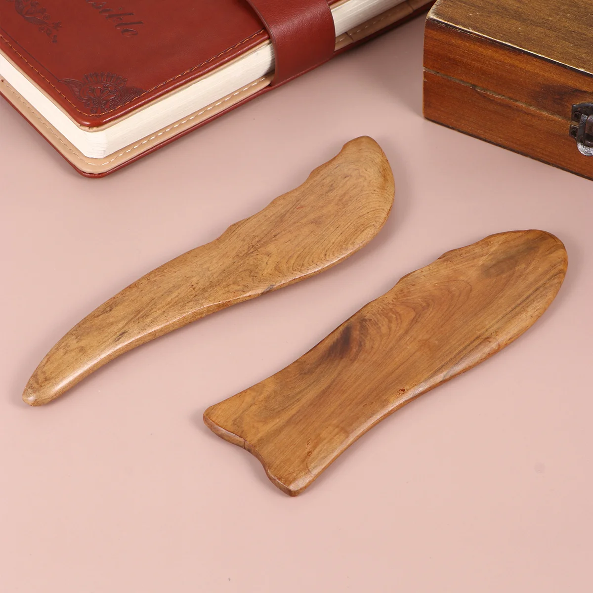 2pcs Wooden Scraping Board Natural Gua Sha Plate For Face Neck Shoulder Massage Portable Skin Care Tool Tense Muscles Relief