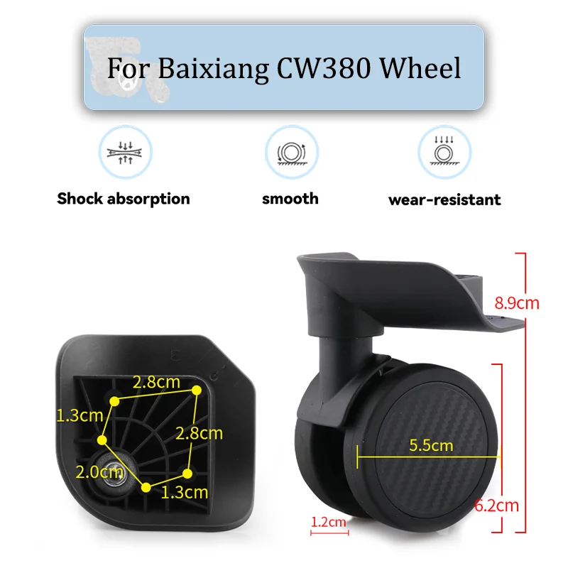 

For Baixiang CW380 Universal Wheel Replacement Suitcase Rotating Smooth Silent Shock Absorbing Wheel Accessories Wheels Casters