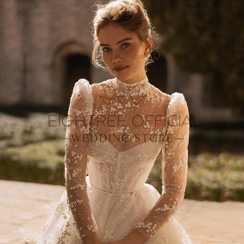 Eightree Princess A-Line Wedding Dresses Boho Long Sleeves Appliques Bridal Dress Elegant Wedding Ball Prom Gowns Custom Size