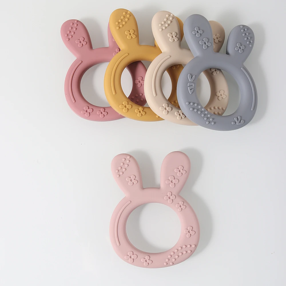 Silicone Teether Baby Gift Bunny Shaped Cartoon Cute Teething Toy Chew Bead Rabbit Sensoryd Sensory Gum Relief Soother