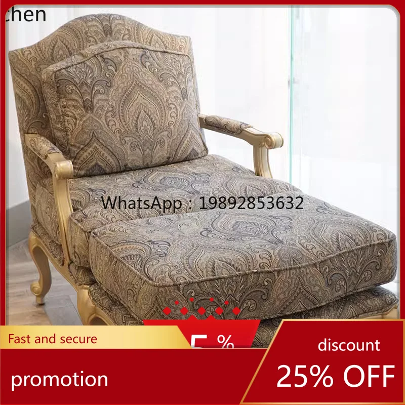 

CZ Retro Leisure Chair Sofa Chair Embroidered Floral Fabric Single Sofa French Style Living Room Chair