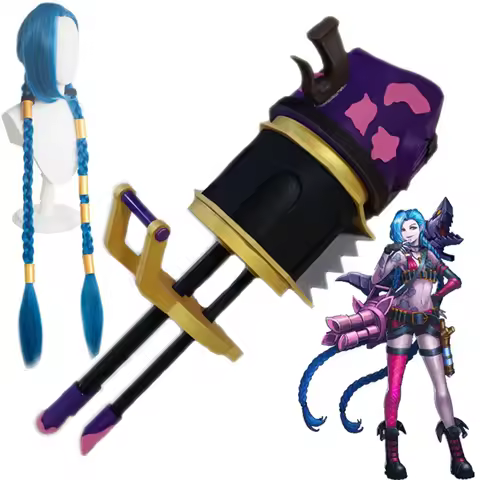 Custom Made LoL Arcane Jinx Cosplay Shark Cannon Wigs Accessories Arms Props BaoBao Vi Sister Cosplay Gun EVA And PVC Material