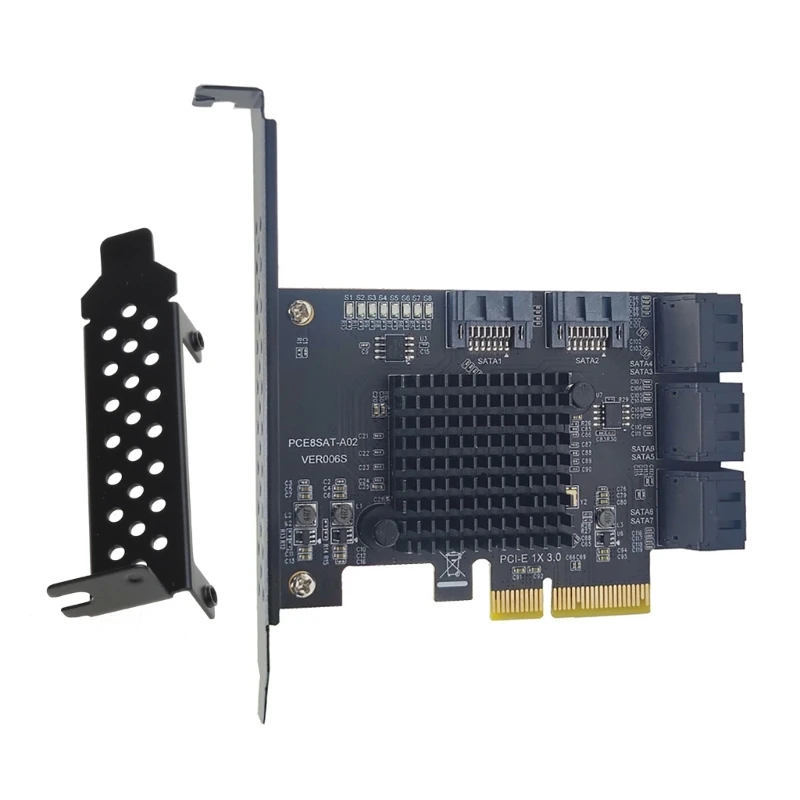 

PCIE 4X SATA Card 8 Ports 6Gbps PCIExpress 3.0 to SATA 3.0 Controller Expansion Card Low Profile Bracket SATA Cable