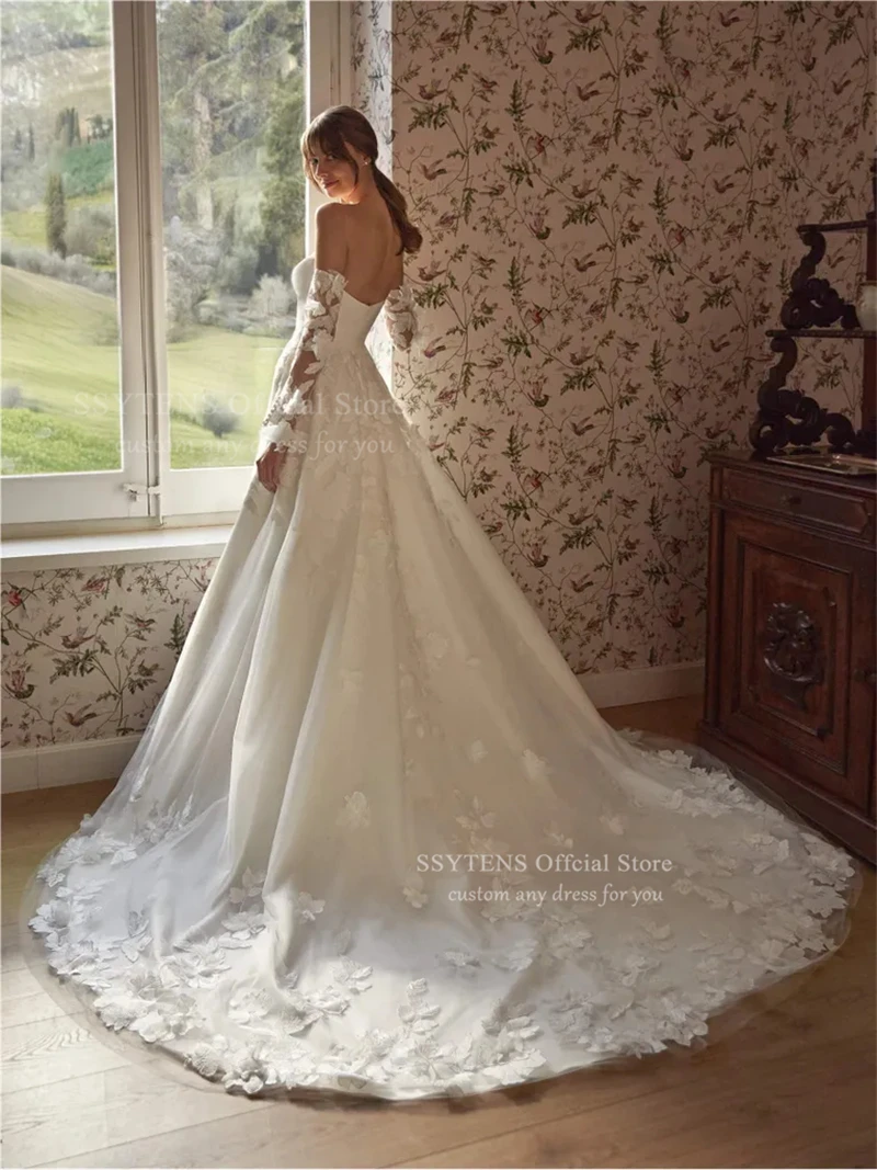 فساتين زفاف عاجية أنيقة من SSYTENS للنساء فستان عروس على شكل قلب فيستدو دي كاسامنتو زي العرائس مخصص