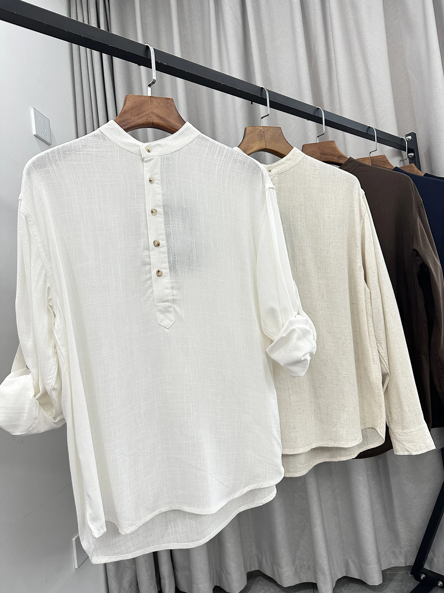 Linen Cotton Blend Men's Long Sleeve Shirt Breathable Comfortable New Chinese Series Casual Style Button Closure  Color