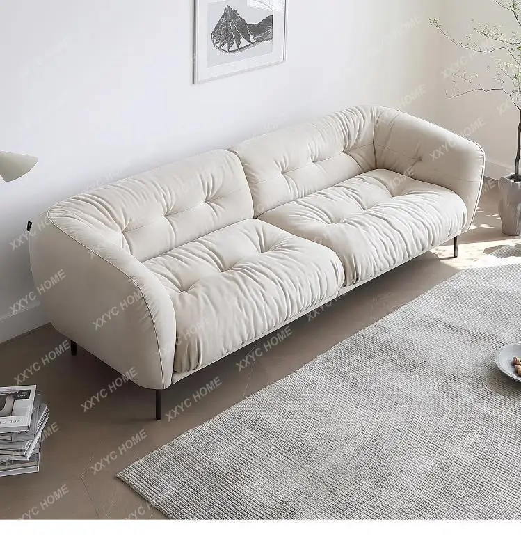

X40 Light Cream Wind Retro Fabric Sofa Modern Simple Tall Button White Sofa