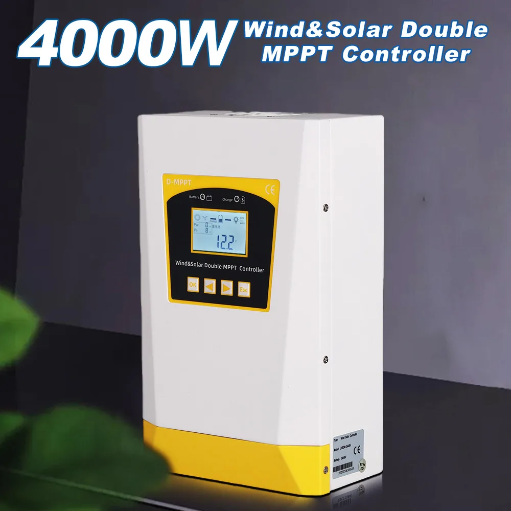 Solar & Wind Hybrid Controller System Double MPPT Charge 4000w 12v 24v & 24v 48v Auto Regulator Home Use Wind Turbine Generator